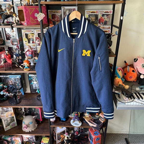 Nike Michigan Wolverines Bomber Jack Men’s L Navy Blue - Picture 1 of 5